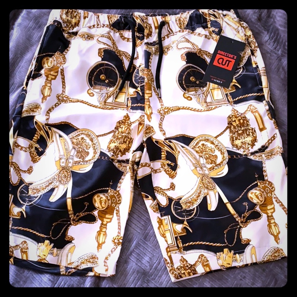 Luxury Print Gold Patterned Director’s Cut Shorts